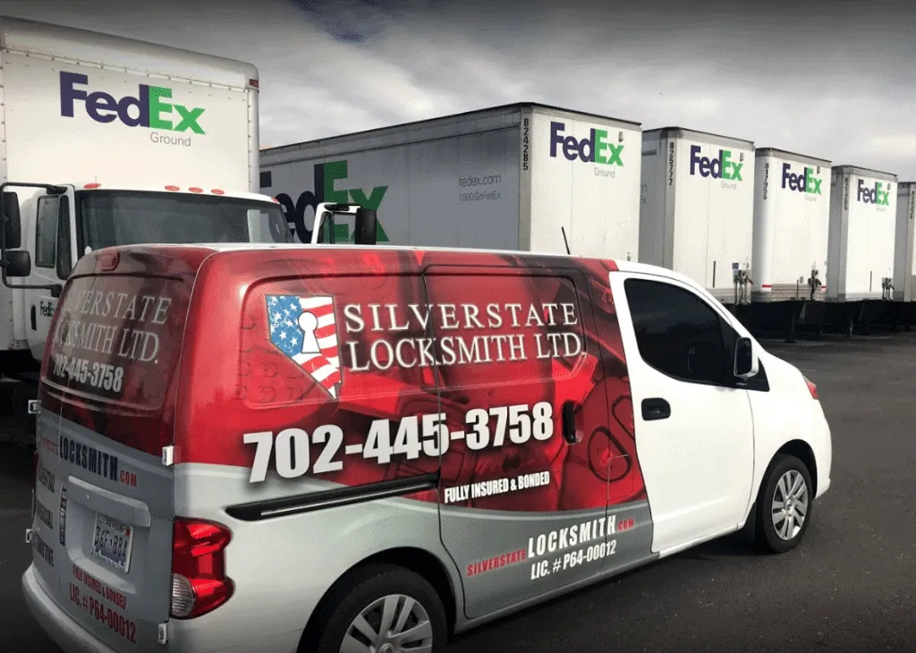 Commercial locksmith work on a Las Vegas business door