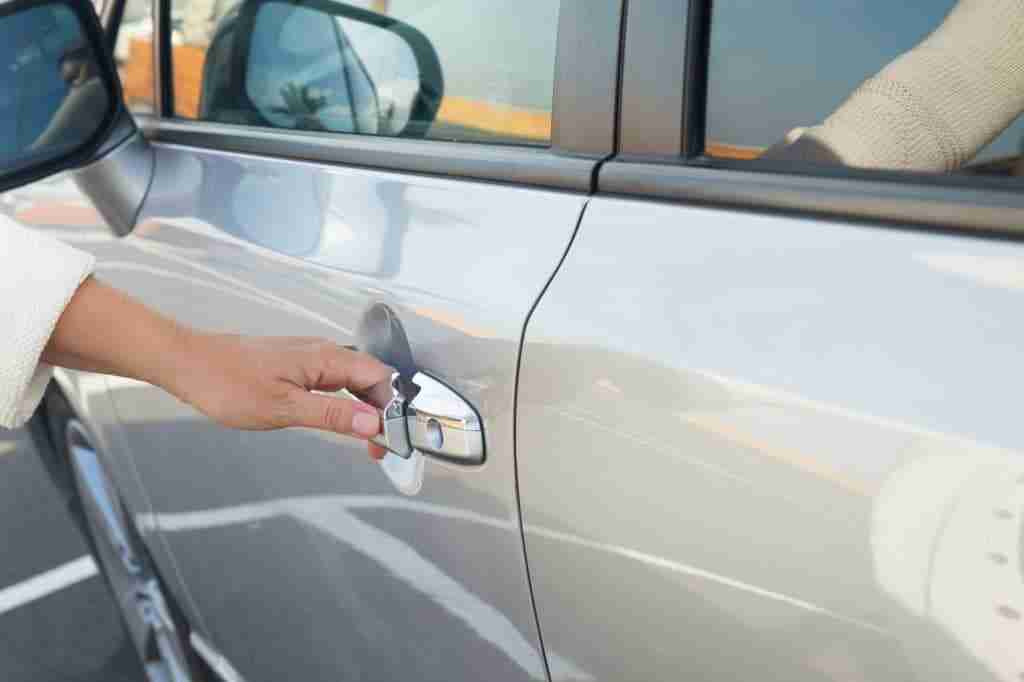Car keys visible inside a locked vehicle