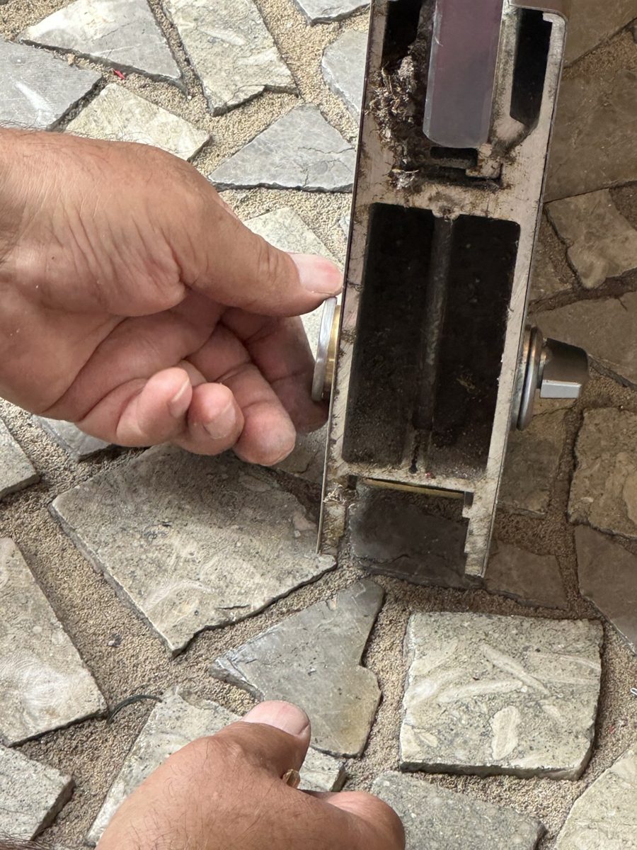 Servicing a mortise lock case on a storefront door